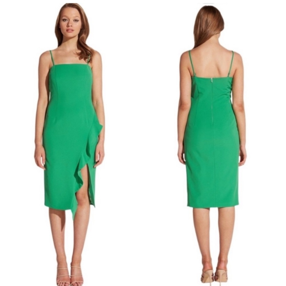 Bardot Green Sheath Midi Dress with Spaghetti Straps